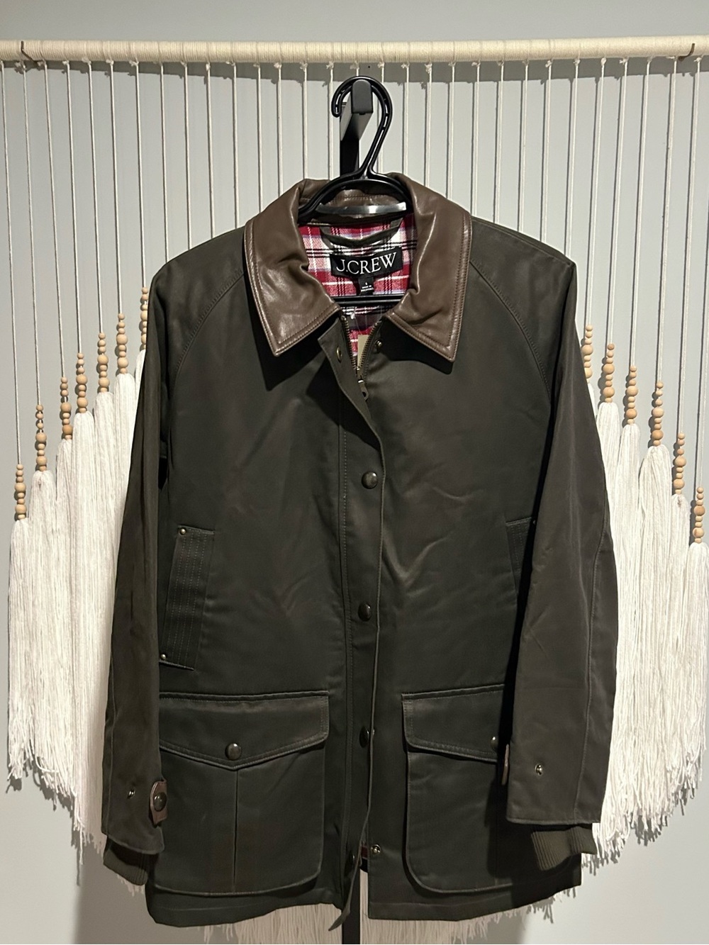 J.CREW Broken In Barn Jacket with Faux Leather Collar, Size S - Picture 5 of 8